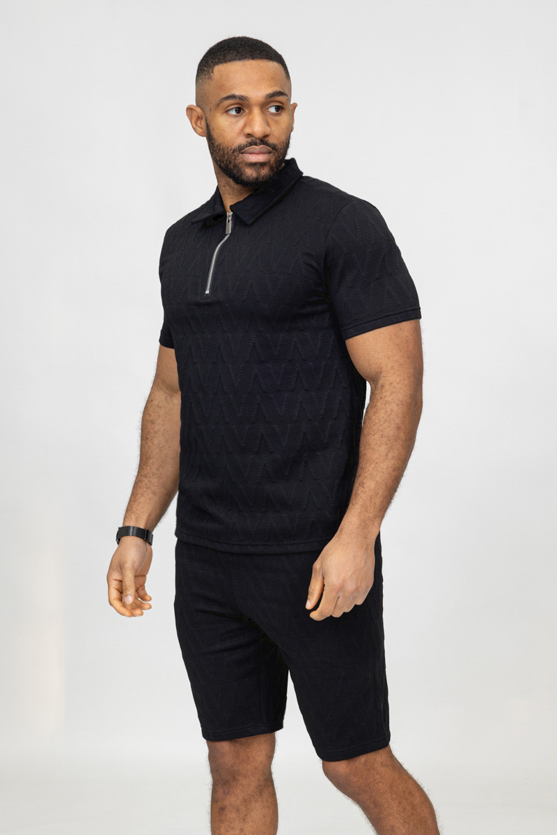 Basic all black cotton relaxed shortset - Image 5