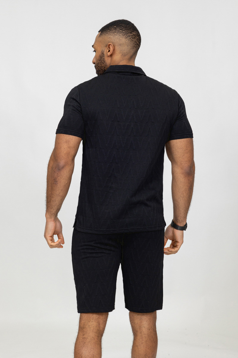 Basic all black cotton relaxed shortset - Image 2