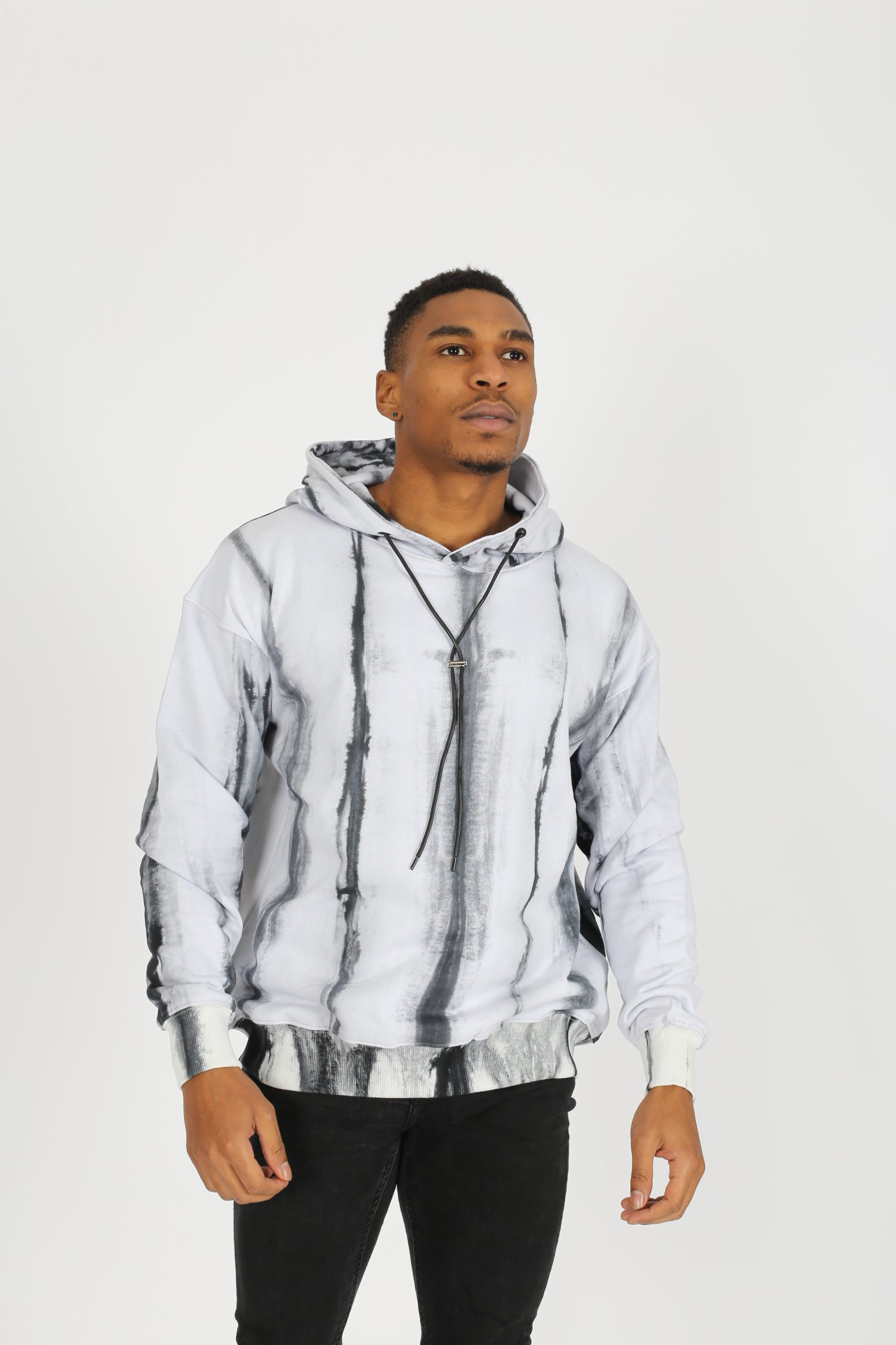 Gray marble essential cotton hoodie