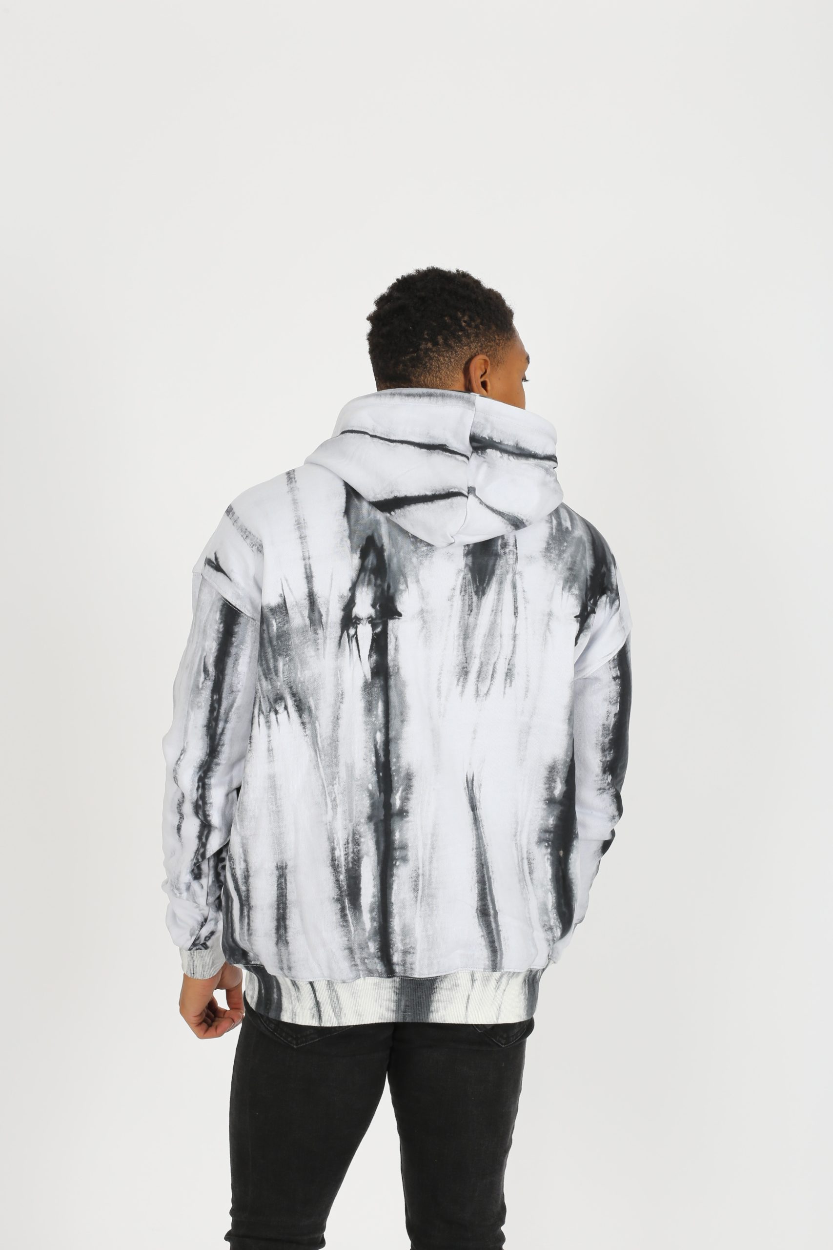 Gray marble essential cotton hoodie - Image 3