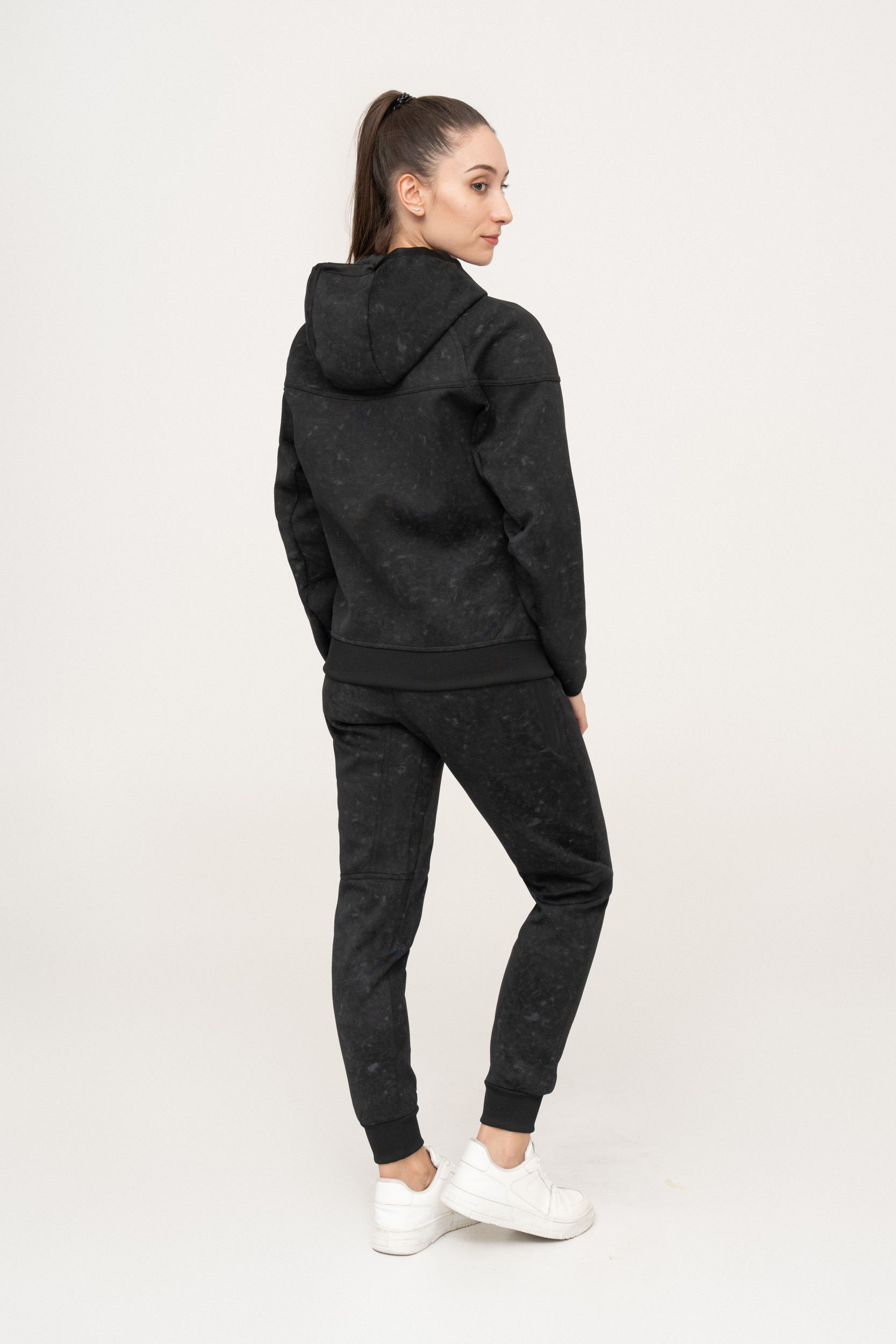 Black essential sports cotton fleece tracksuit - Image 4
