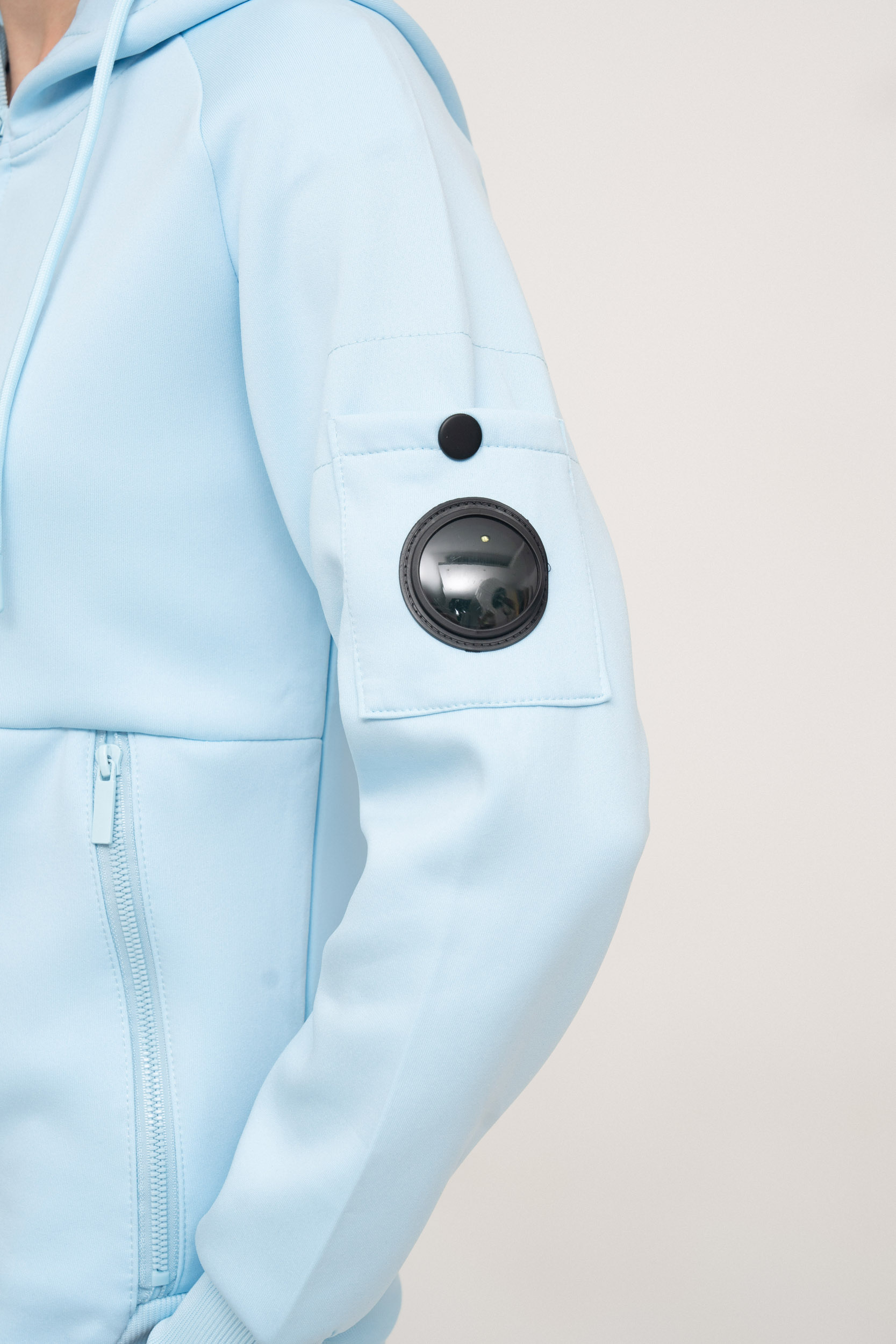 Baby blue essential pocket cotton fleece tracksuit - Image 4