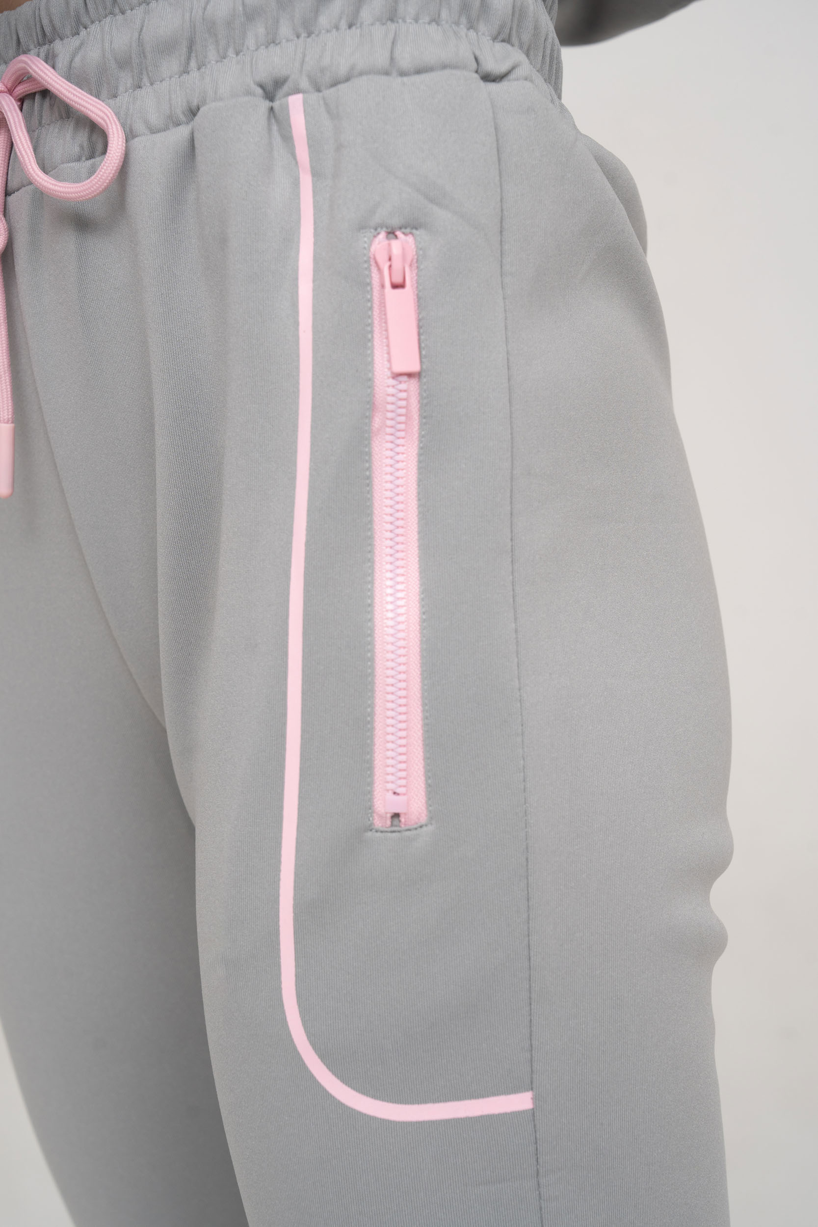Gray comfy cotton fleece zipped tracksuit - Image 4