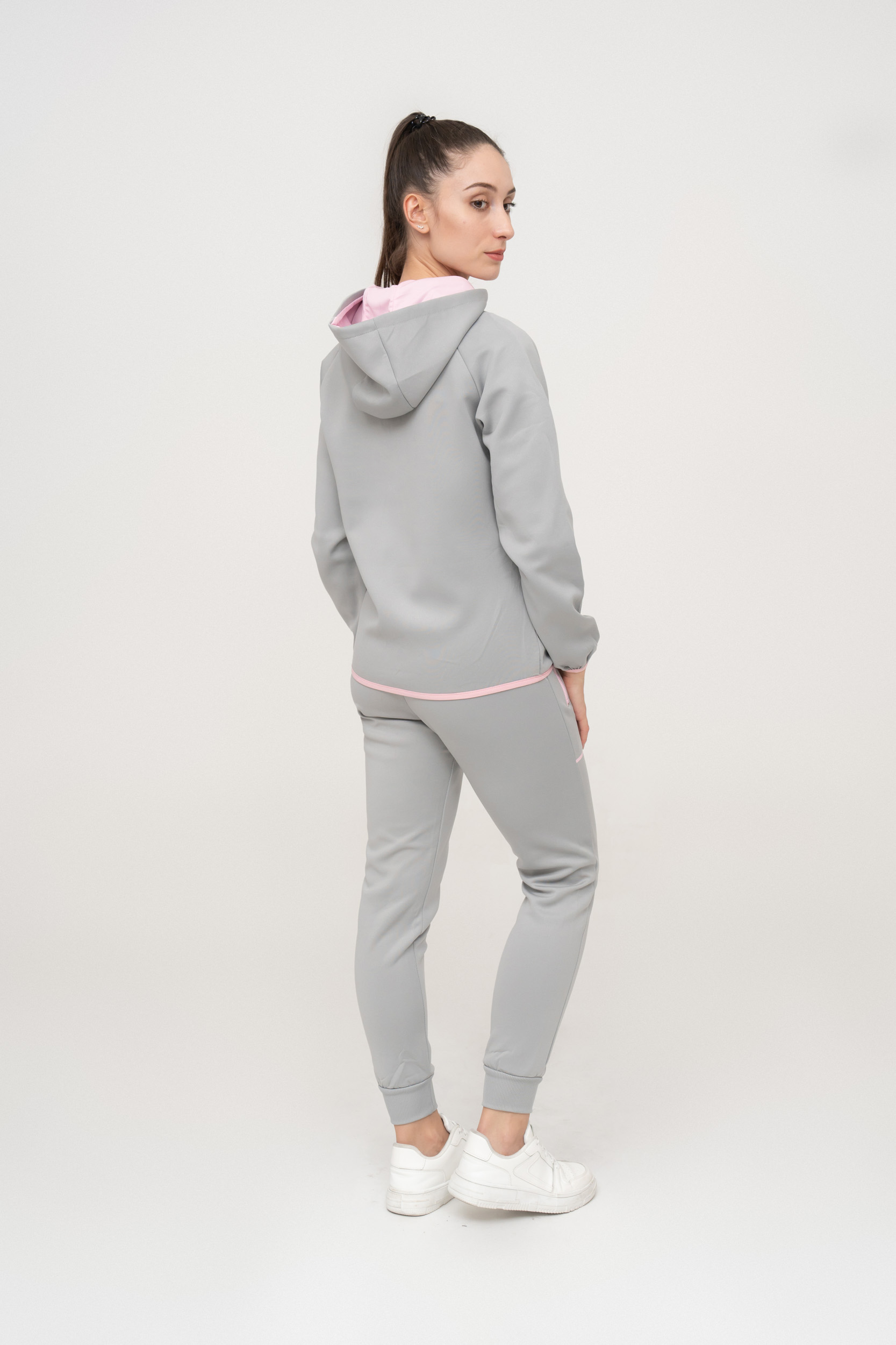 Gray comfy cotton fleece zipped tracksuit - Image 5