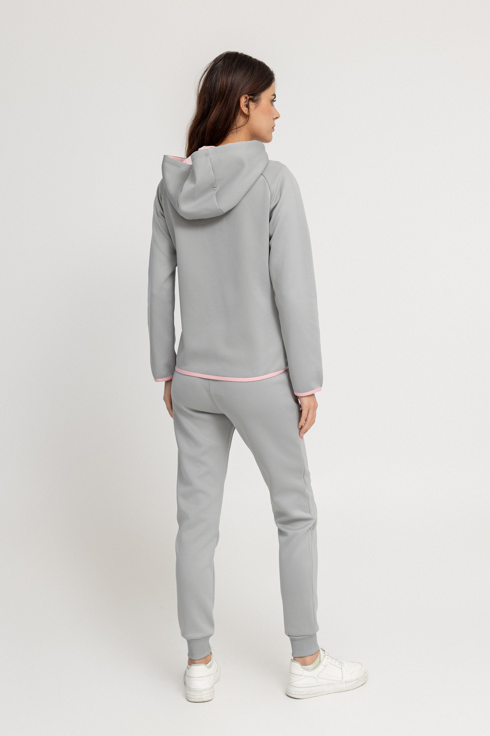 Gray comfy cotton fleece zipped tracksuit - Image 8