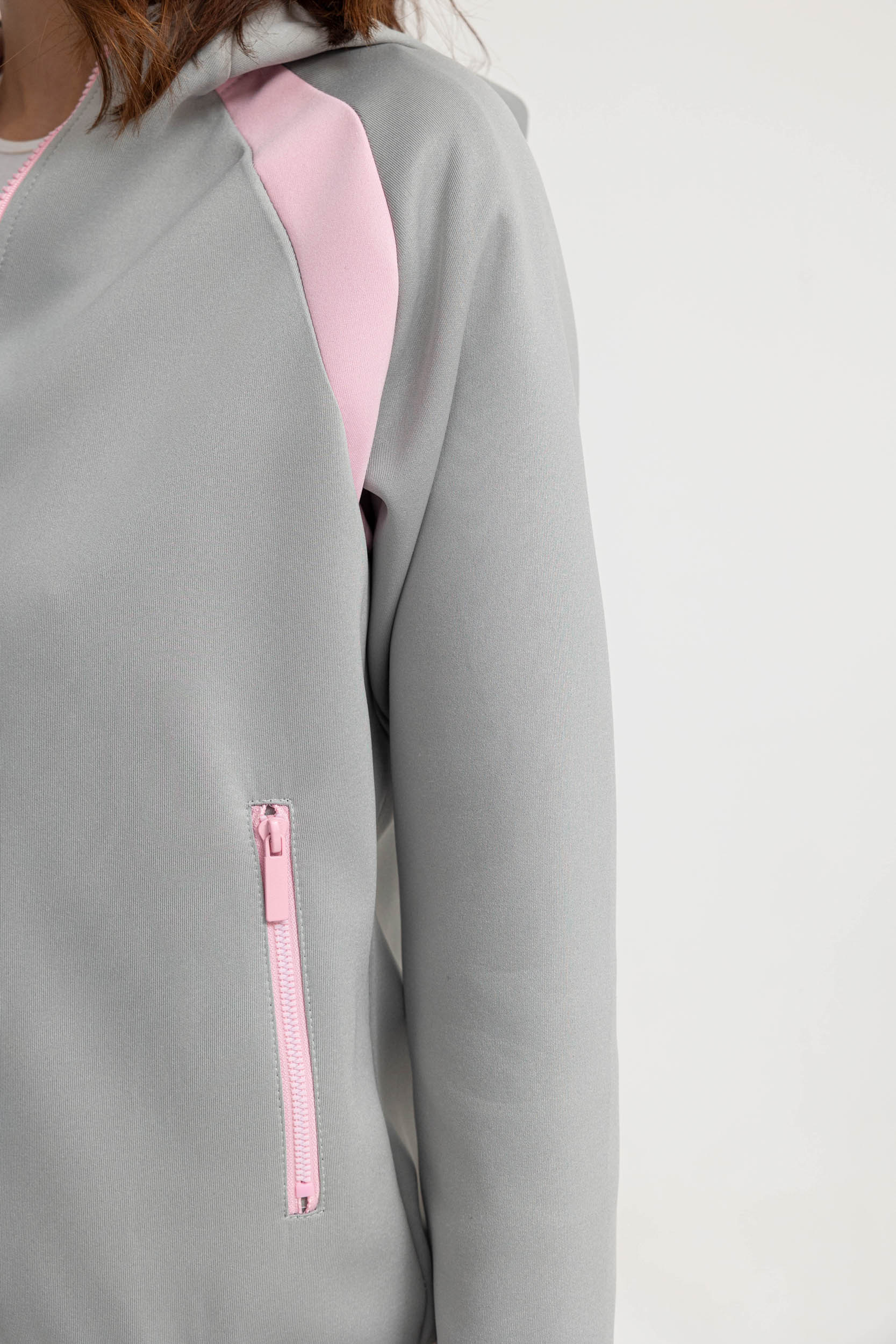 Gray comfy cotton fleece zipped tracksuit - Image 9