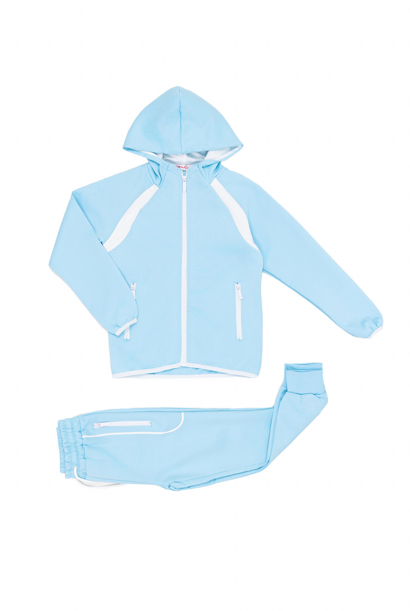 Baba blue comfy cotton fleece zipped tracksuit - Image 3