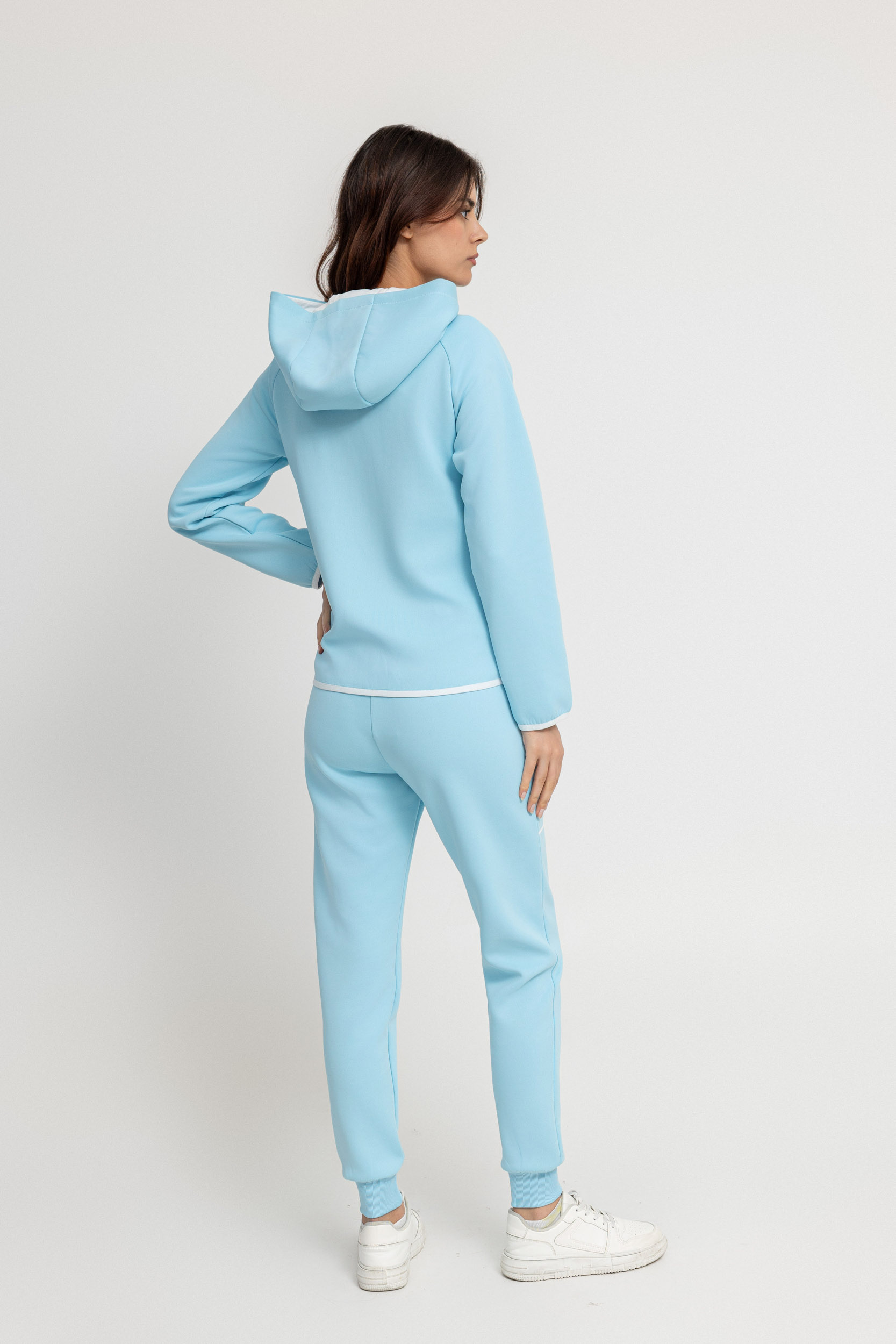Baba blue comfy cotton fleece zipped tracksuit - Image 2